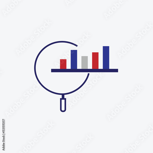 Flat line design style modern vector Analyzing icon, flat style trend modern logotype graphic design on gray  background