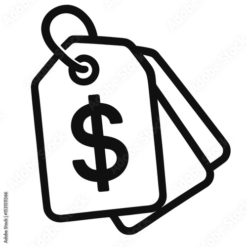 Simple Black and White Price Tags Icon