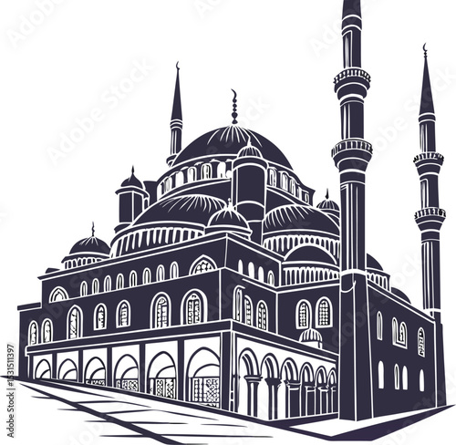 islamic mosque building minaret dome vector silhouette