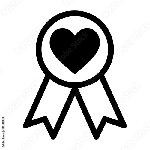 Simple Black and White Heart Award Badge Icon