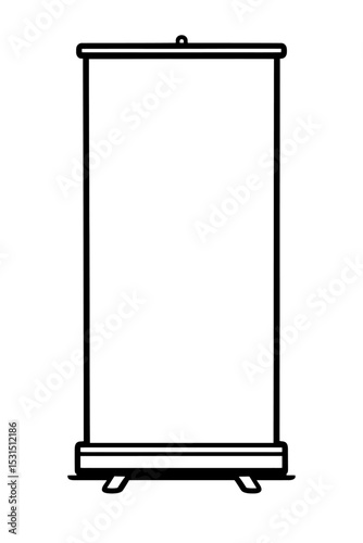 Simple Black and White Roll Up Banner Stand Icon