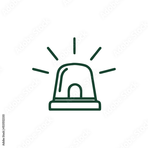 Emergency alert siren icon in simple line art style  