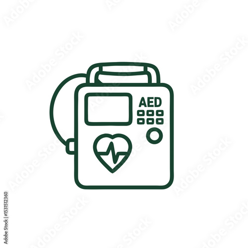 Automated external defibrillator AED illustration with heart symbol  