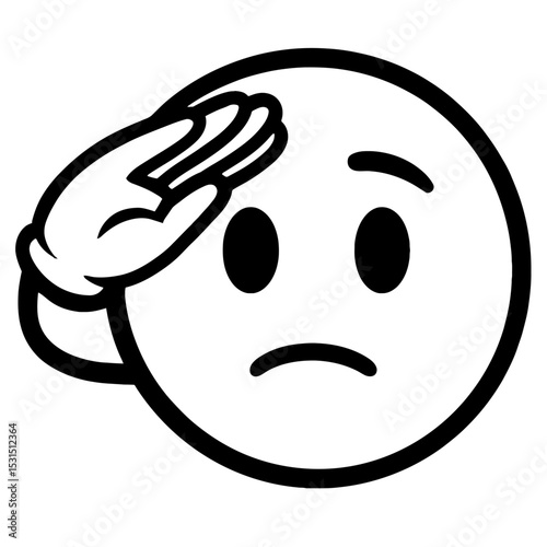 Simple Black and White Thinking Emoji Icon