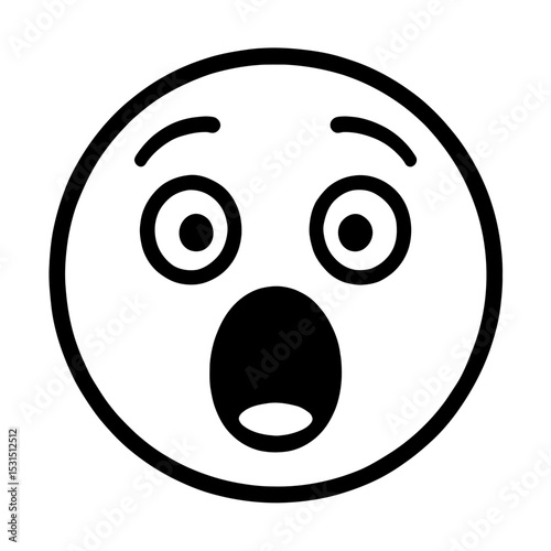 Simple Black and White Surprised Face Emoji Icon