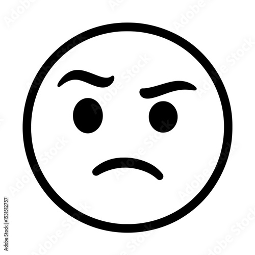 Simple Black and White Annoyed or Skeptical Face Emoji Icon