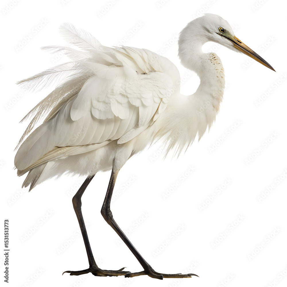 Obraz premium Little Egret with Breeding Plumage Isolated on Transparent Background PNG