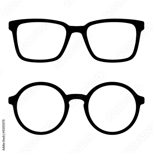 Set of Black Outline Eyeglasses Frames - Modern and Round Styles