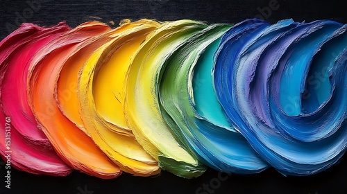 Abstract rainbow paint strokes on black