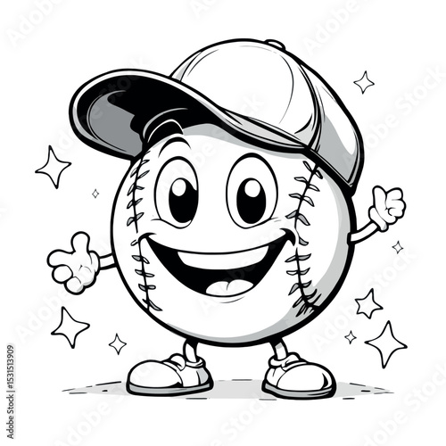 A Cheerful Baseball Character Ready to Be Brought to Life Coloring