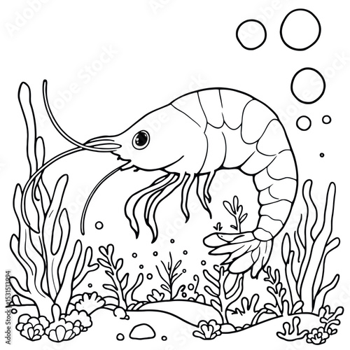 Underwater Shrimp Coloring Page An Aquatic Adventure for Creative Minds to Color
