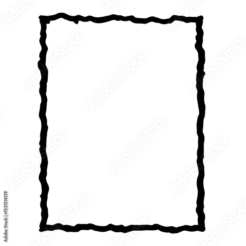 Black and White Distressed Frame with Torn Edges Vector - Vintage Border for Photos or Text