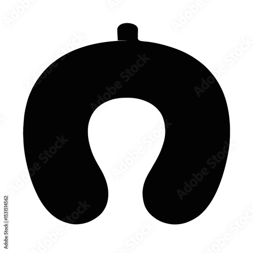 Minimalist Black Travel Neck Pillow Silhouette Icon - Comfort for Flights and Journeys