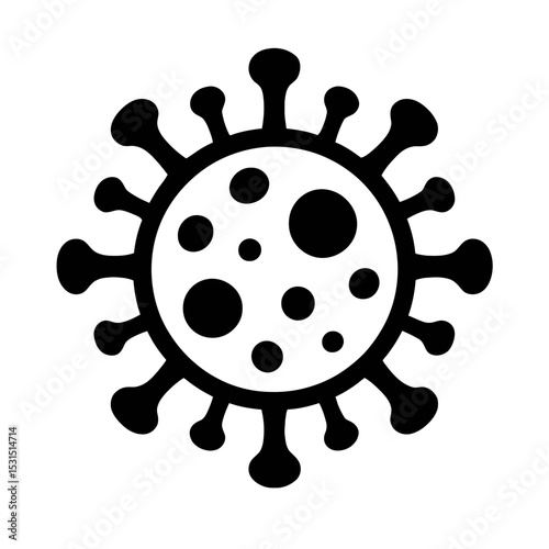 Simple Black and White COVID-19 Coronavirus Vector Icon - Pandemic and Health Symbol