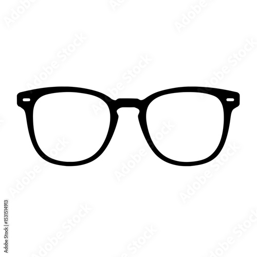 Classic Black and White Eyeglasses Icon for Vision and Style