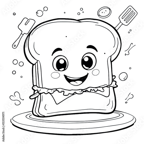 Delightful Sandwich Adventure Kids Coloring Page Full Of Food Fun Times