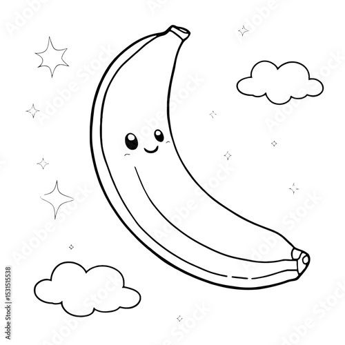 Happy Banana Coloring Page For Kids Cute And Fun Images To Color