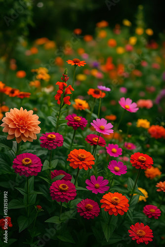Colorful Summer Garden Flowers in Full Bloom