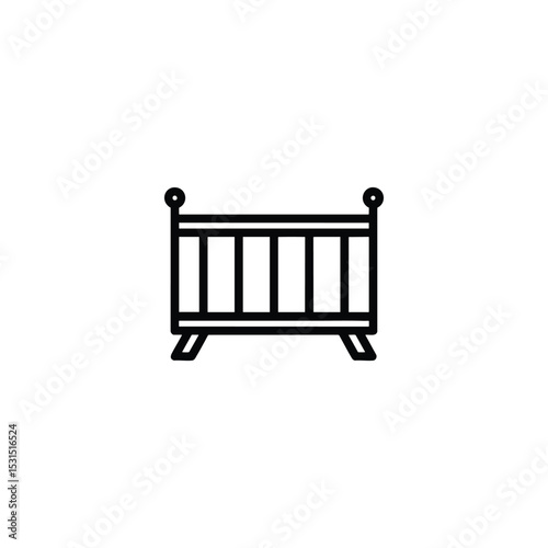 Baby Crib Minimalist Line Art Icon