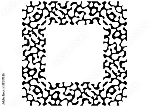 Square frame. Black vector pattern on a white background. skin of an animal, reptile, fish. Vector background with spots for covers, posters. packaging, advertising. Camouflage. Predator. Place for te