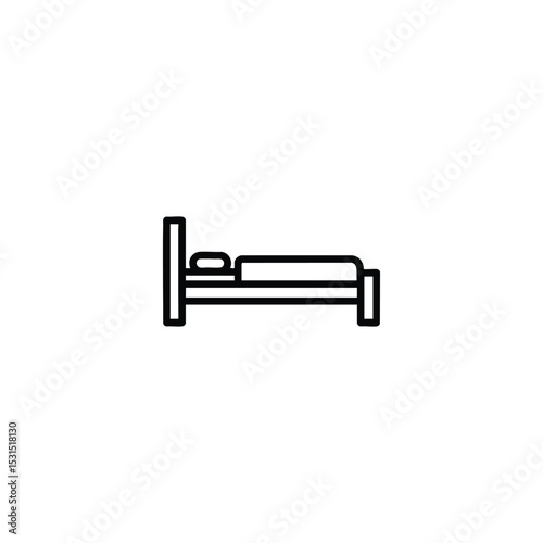 Simple Bed Frame Line Art Icon