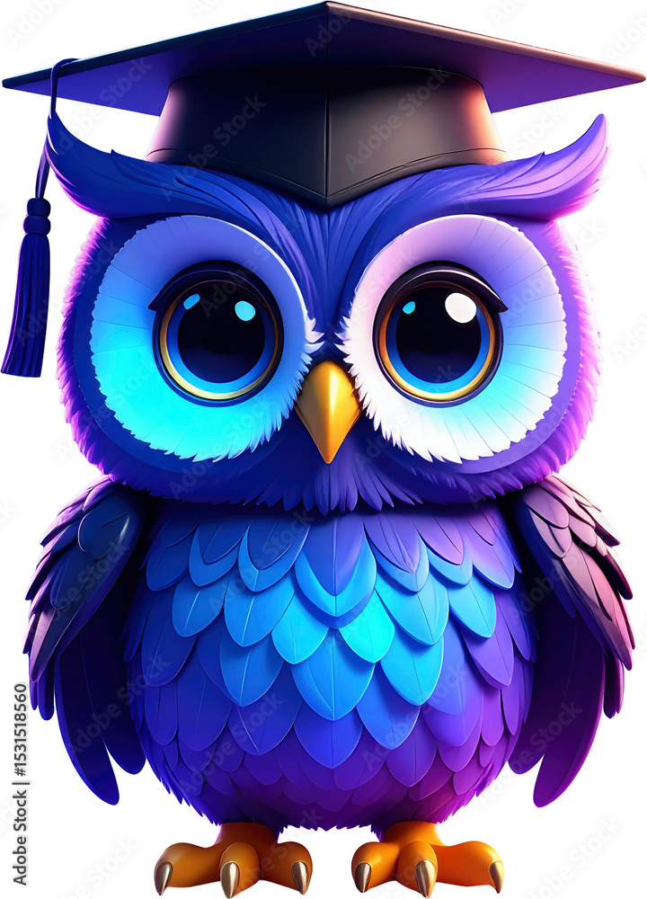 Obraz premium Buho, dibujos animados, animal, ave, centros, vector, alumna, graduado, educación, acto de graduación