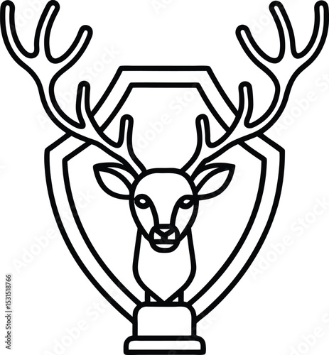 Antler Wall Plaque in Minimal Black and White Style
