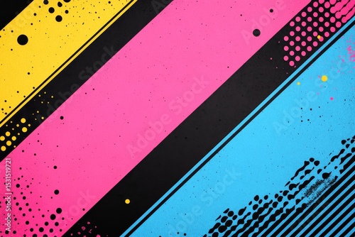 Digital illustration featuring a comic frenzy of retro 90s pop art with an abstract psychedelic background