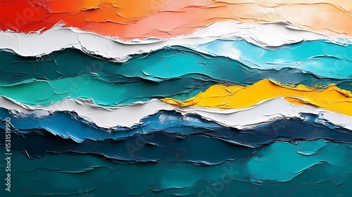 Abstract textured vibrant paint layers