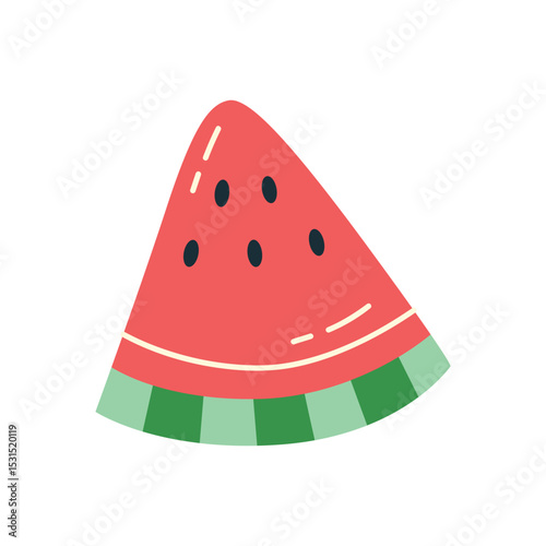 Cute Watermelon Slice Hand Drawn Summer Fruit Illustration