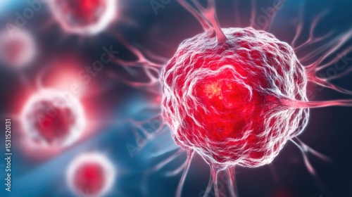 Close-Up of a Cancer Cell Under Microscope