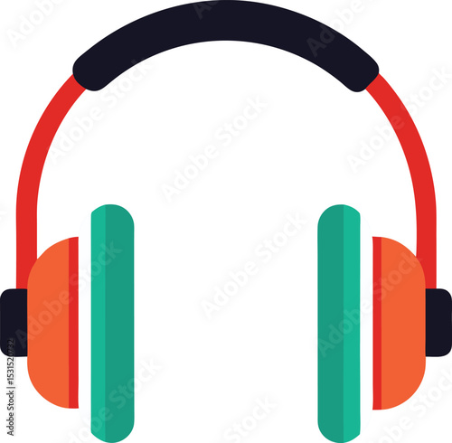  Stylish Colorful Retro Headphones Icon Illustration 
