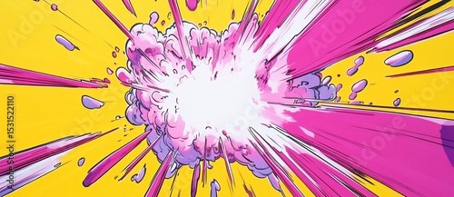 Modern illustration design featuring a cloud explosion in pop art style icon