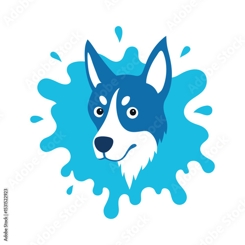 dog head emerging from paint splash vector