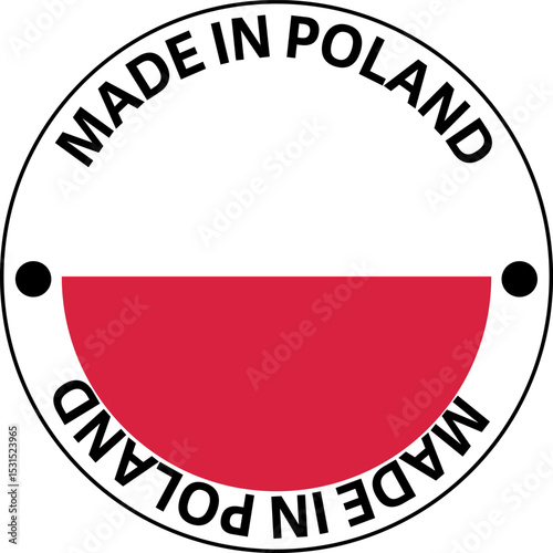 MADE IN POLAND  circle stamp with flag on white background vector illustration