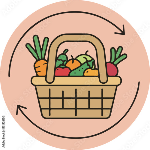 Healthy Food Basket Clipart  Organic Vegetables Recycle Icon