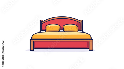 Minimalist Bed Line Icon Vector Illustration Isolated on White Background