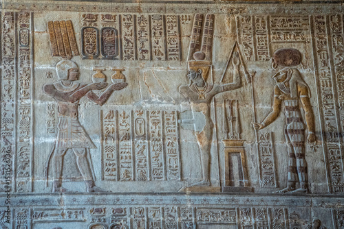 Temple of Khnum, bas-relief on the wall of the temple, Esna, Egypt