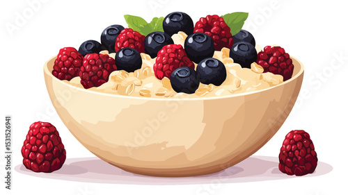 Healthy Breakfast Bowl of Oatmeal Vector Illustration for Nutrition and Diet Concepts