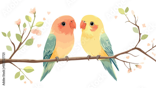 Adorable Cartoon Lovebird Vector Illustration for Creative Designs