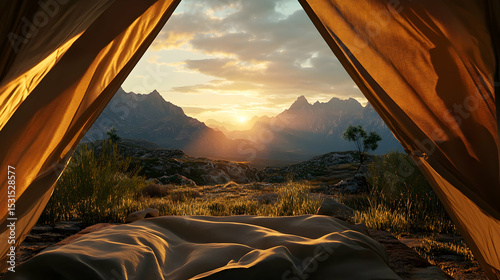 Tent view at sunrisesunset 12a37e  4C040 photo