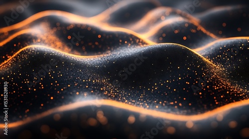 Abstract wavy pattern of glowing particles