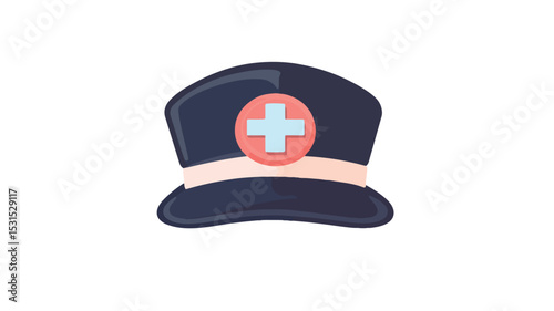 Professional Nurse Hat Flat Vector Illustration for Medical Designs and Iconography