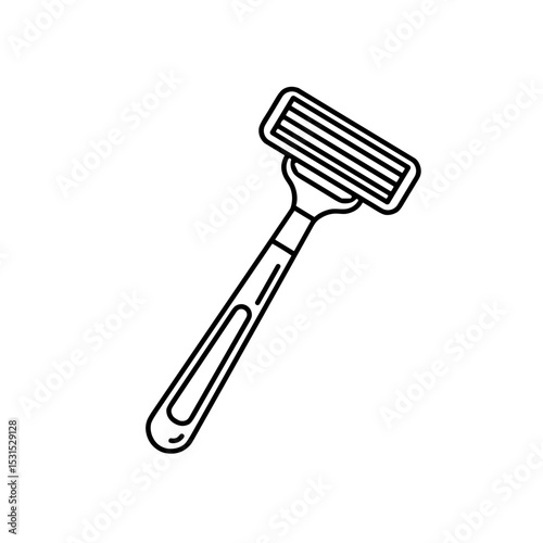 Razor with multiple blades in minimalistic design on transparent background  