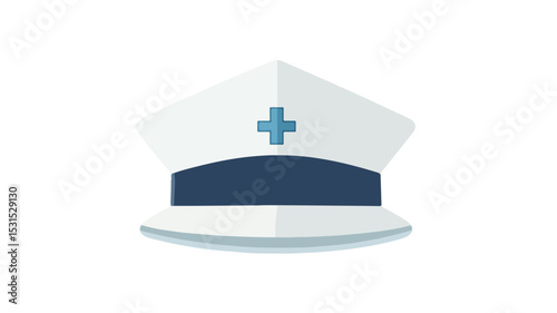 Professional Nurse Hat Flat Icon Vector Illustration - Medical Staff Symbol