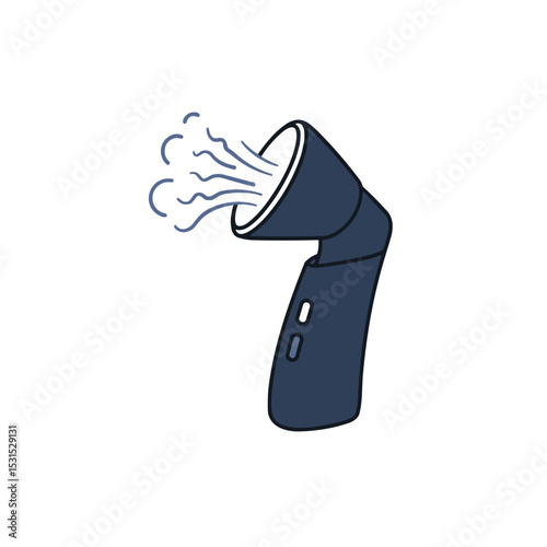 Steam inhaler device releasing vapor on a transparent background  