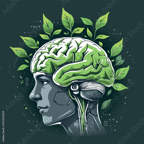 Growth mindset vector. Blending nature and cognition.