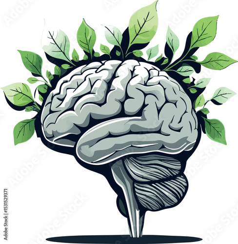 Growth mindset vector. Blending nature and cognition.