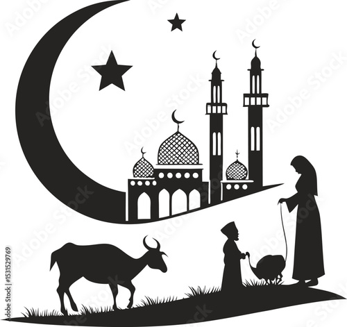 eid al adha muslim sacrifice festival moon mosque
