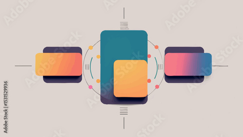 Rotating rectangles around center. Motion-ready vector with clean rhythm and rotational symmetry.